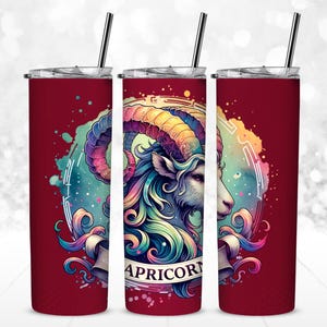 Capricorn Zodiac 20oz Tumbler Wrap - Sublimation - 300dpi PNG - star sign gift, astrology, Capricorn tumbler, birthday gift - comm. use