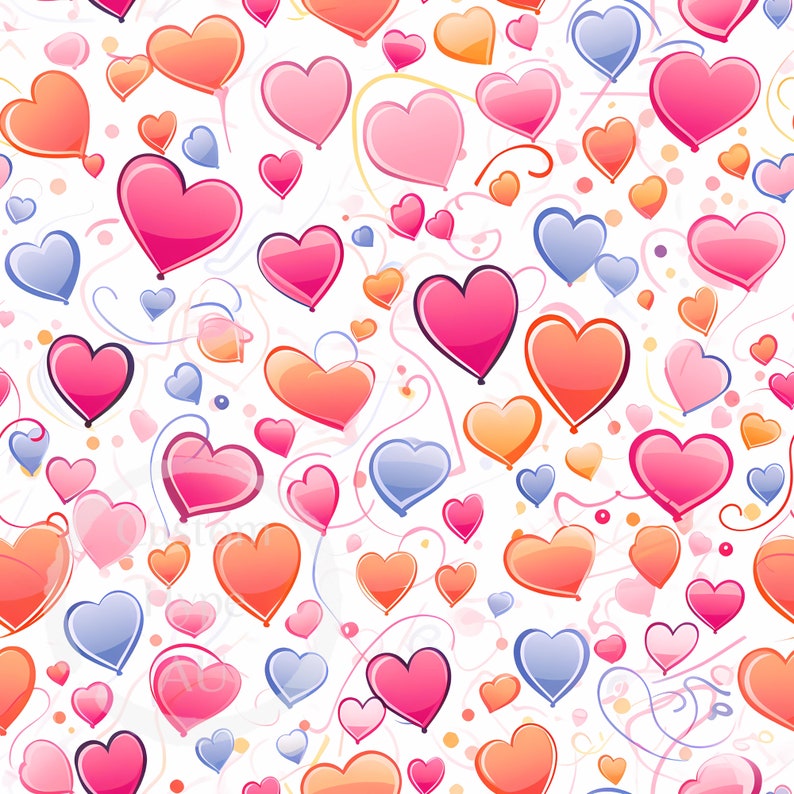 Limited Too Heart Pattern Wispy Love Hearts Seamless Digital Pattern - Sublimation & Print ...
