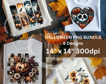 Halloween Designs Bundle PNG 1 - 8 - Sublimation, Print, DTF - 300dpi PNG - Halloween sweatshirts, T-shirts, tumblers, mugs, home decor