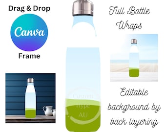 Wasserflasche Canva Mock-Up Rahmen - 750ml (25oz) Edelstahl Wasserflasche - Cola förmige Flasche - Canva Rahmen - comm. verwenden