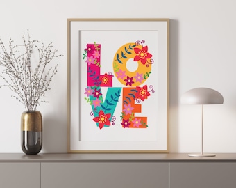 New Love  poster with Pink Background Indoor and Outdoor Silk Posters