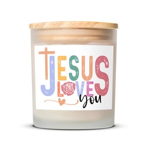Jesus Loves You Christian Faith Candle, Inspirational Christian Gift