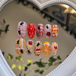 Uñas postizas inspiradas en picnic