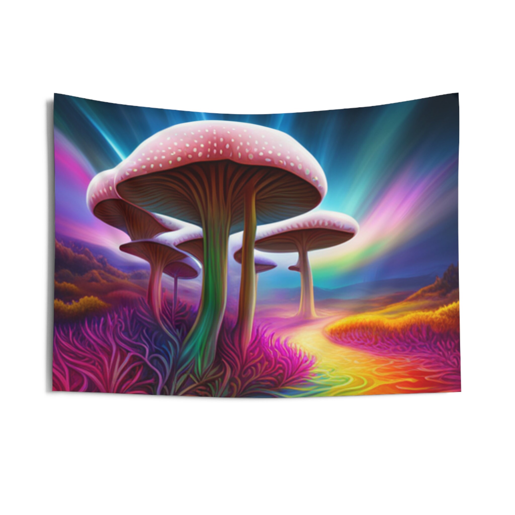 Trippy Mushroom Pathway Tapestry - Etsy