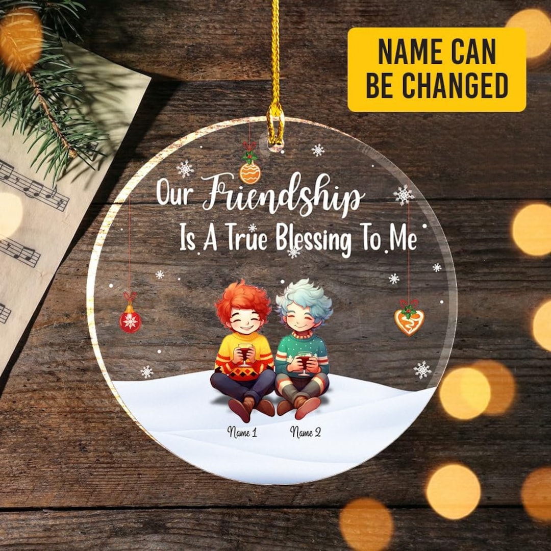 Personalized Bestie Forever Acrylic Ornament, Custom Besties Christmas ...