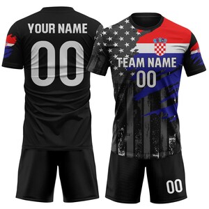 Custom Cape Verde Soccer Jersey 2026 Men Youth Kid Fans, Personalized Soccer Jersey Shorts Name Logo Number Camisa De Futbol Croatia Soccer 4 - Croatia FullSet