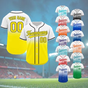 Personalized Gradient Baseball Jersey, Custom Name Your Name Number Shirt, Gift for Baseball Lover, Jersey Shirt for Adult Kids Youth