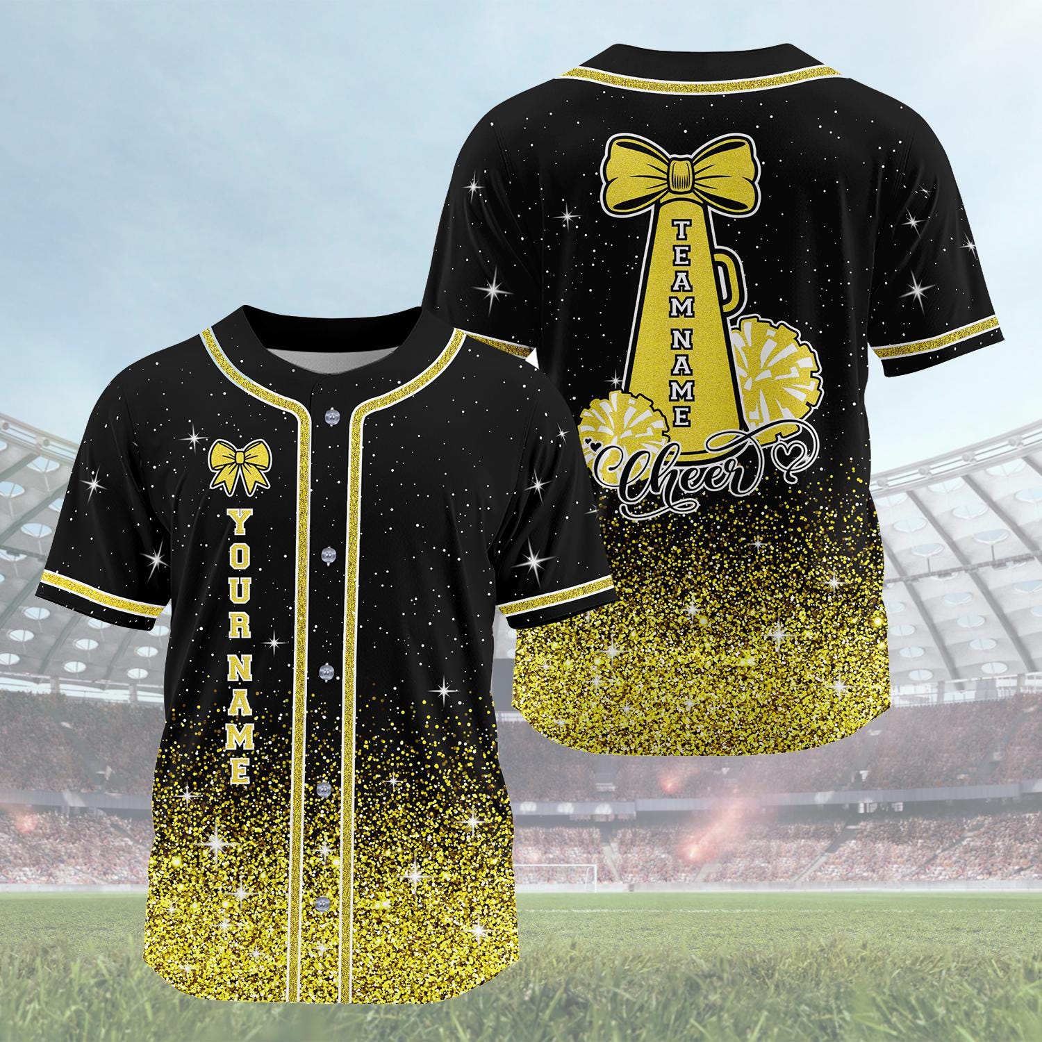 Personalized Glitter Cheer Baseball Jersey Custom Name Number Logo ...