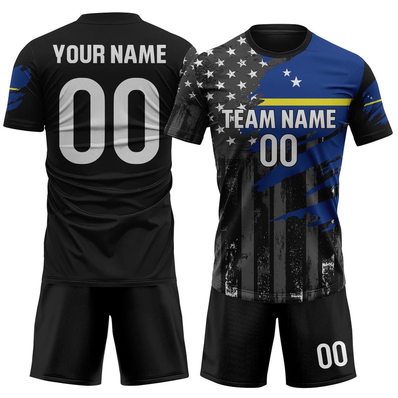 Custom Cape Verde Soccer Jersey 2026 Men Youth Kid Fans, Personalized Soccer Jersey Shorts Name Logo Number Camisa De Futbol Croatia Soccer 5 - Curacao FullSet
