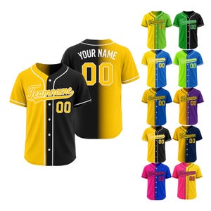 Personalized Gradient Baseball Jersey, Custom Name Team Name Number Jersey, Gift for Baseball Lover, Jersey Shirt for Men Women Kids Youth