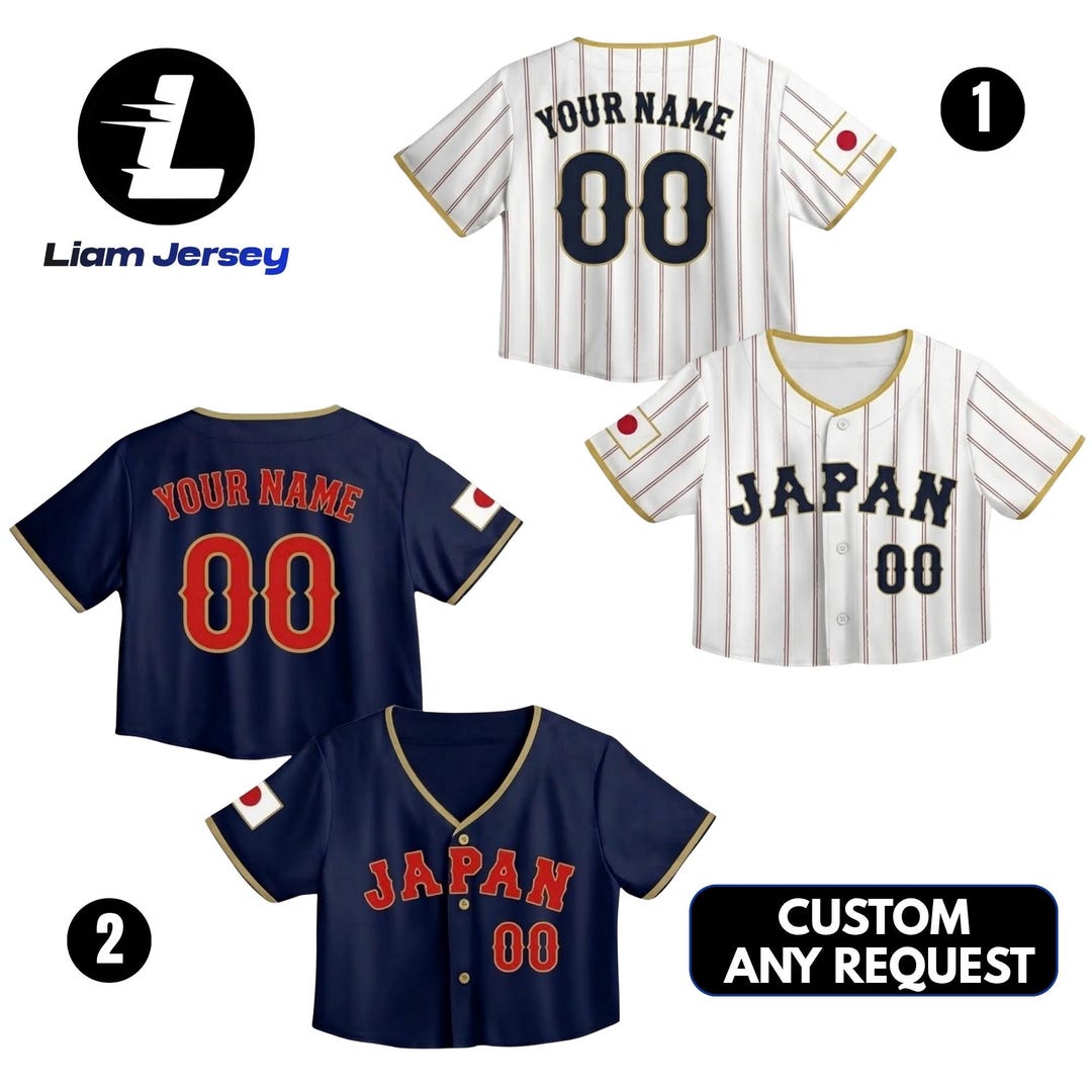 Japan Baseball Jersey Crop Top Custom Name Number, Personalized
