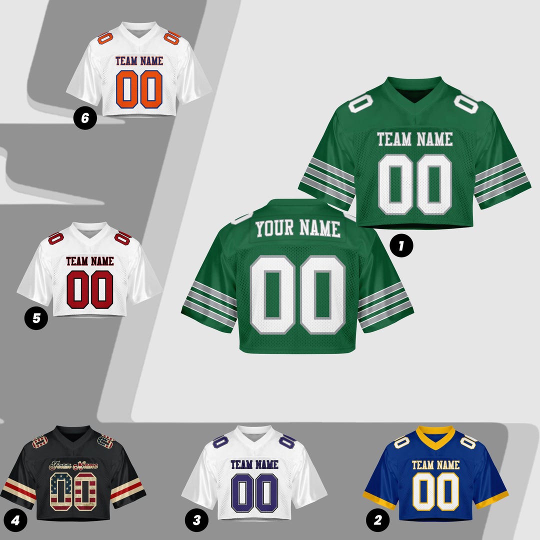 Custom Name Number Logo Cropped White Green Football Jersey for