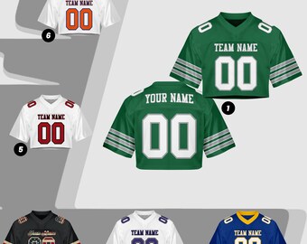 Camiseta de fútbol personalizada con nombre, número y logotipo, blanca y verde, para mujer, de malla personalizada, para animadoras, para niña.