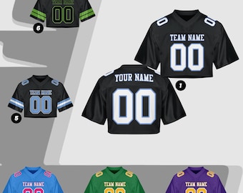 Custom Name Number Logo Cropped White Blue Black Football Jersey for Women Personalized Mesh Jersey Cheer Crop Top Football Jersey for Girls