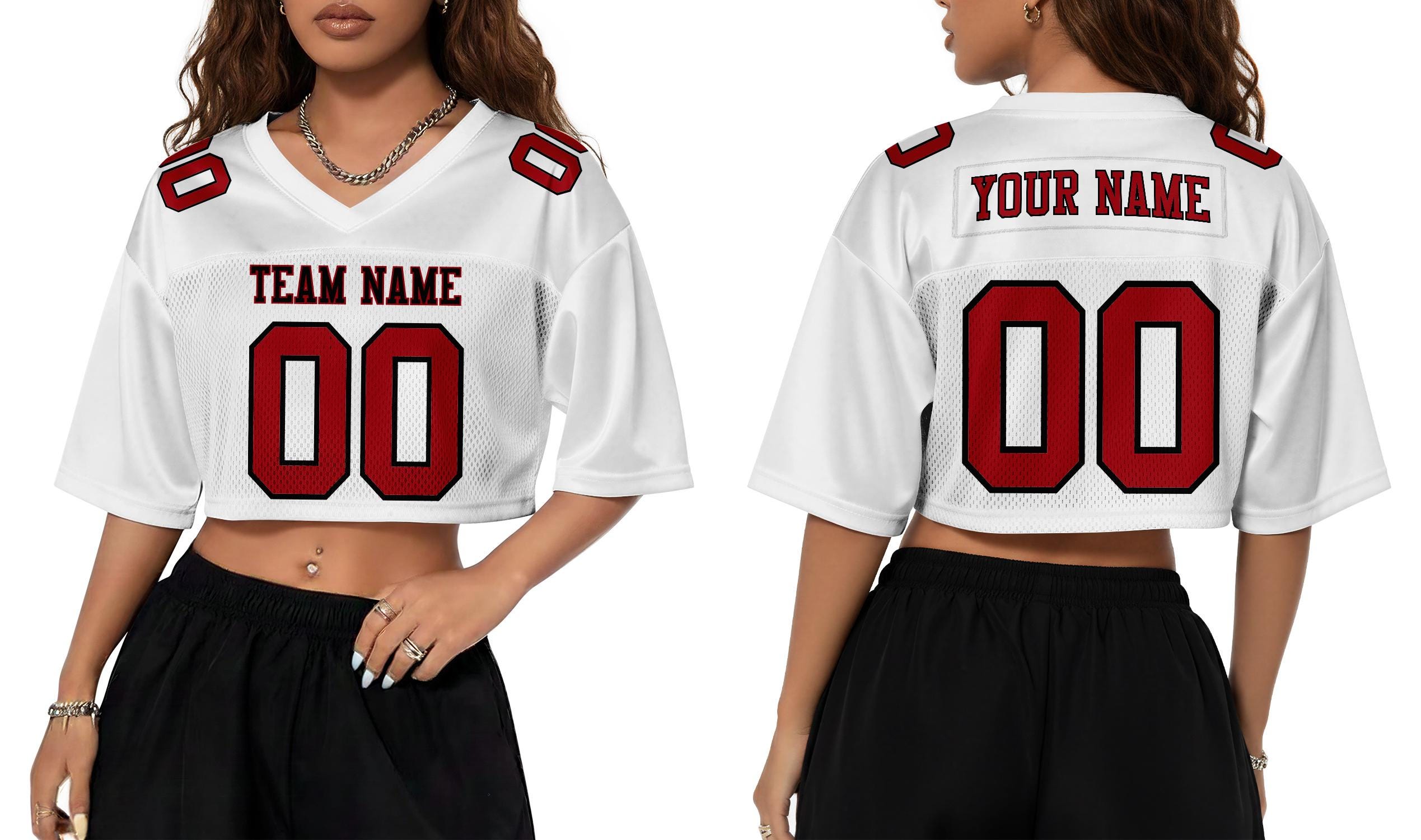 Custom Name Number Logo Cropped Purple White Football Jersey for