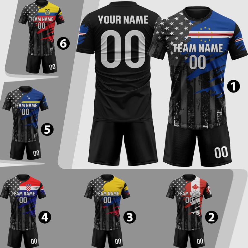 Custom Cape Verde Soccer Jersey 2026 Men Youth Kid Fans, Personalized Soccer Jersey Shorts Name Logo Number Camisa De Futbol Croatia Soccer bild 1