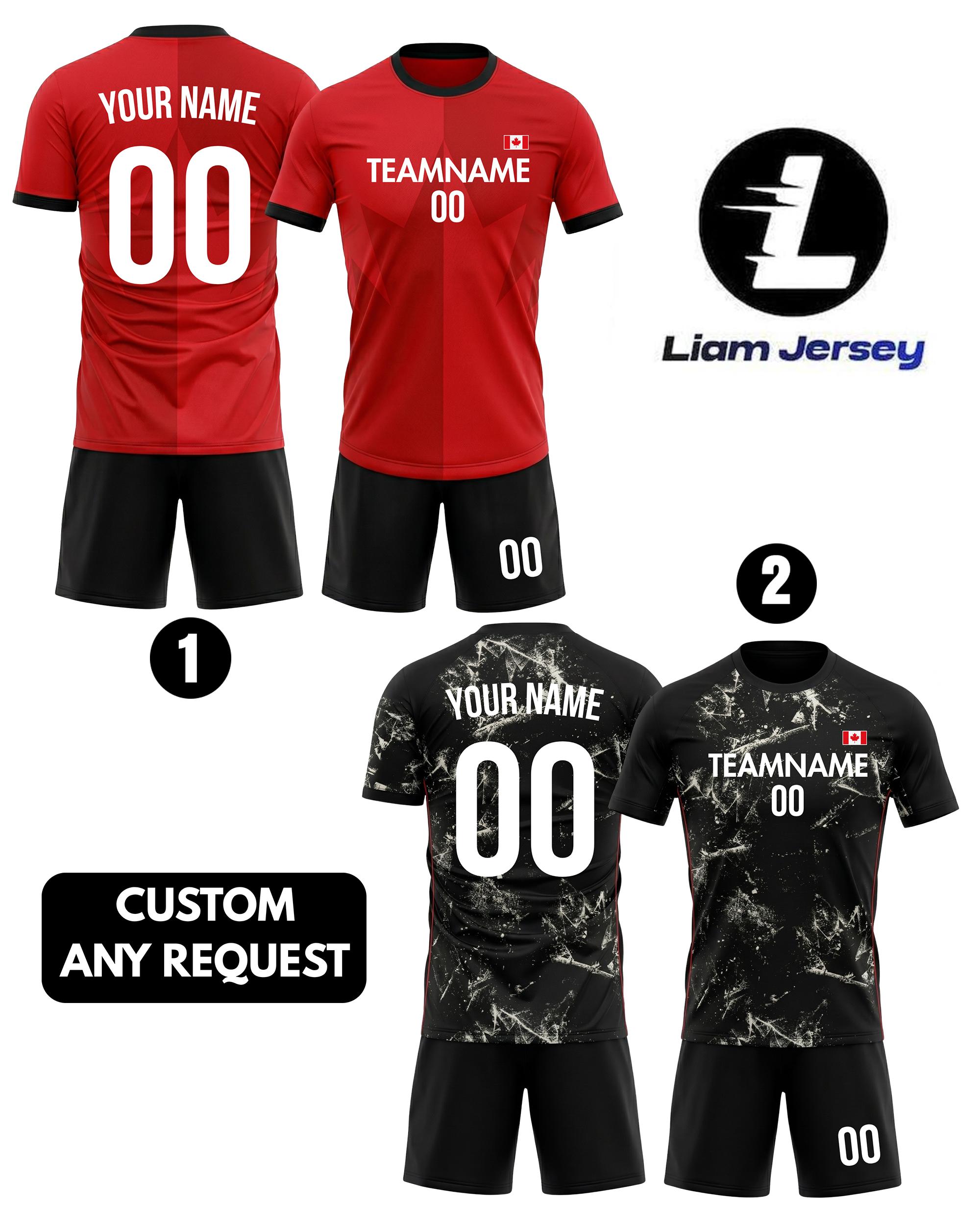 Discover 2026 Canada Soccer Jersey, Custom Men Women Youth Kid Team Uniform, Personalized Red Soccer Shirt And Shorts Name Logo Number Gift For Fans