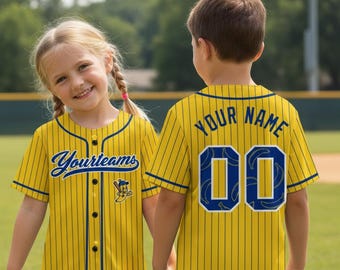 Custom Banana Baseball Jersey Men Women Youth Kids, Custom Yellow Baseball Jersey Name Number Logo Face, Gift for Baseball Fans & Players