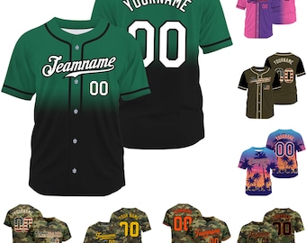 Custom Gradient Baseball Jersey Men Women Youth Kids, Printed Name Number Logo, Uniform Baseball Softball Gifts for Sports Fan