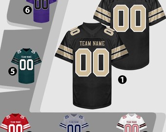 Personalized Black Old Gold Football Jersey Printed Name Number Logo Custom Black Football Shirt Men Women Youth Practice Football Uniforms