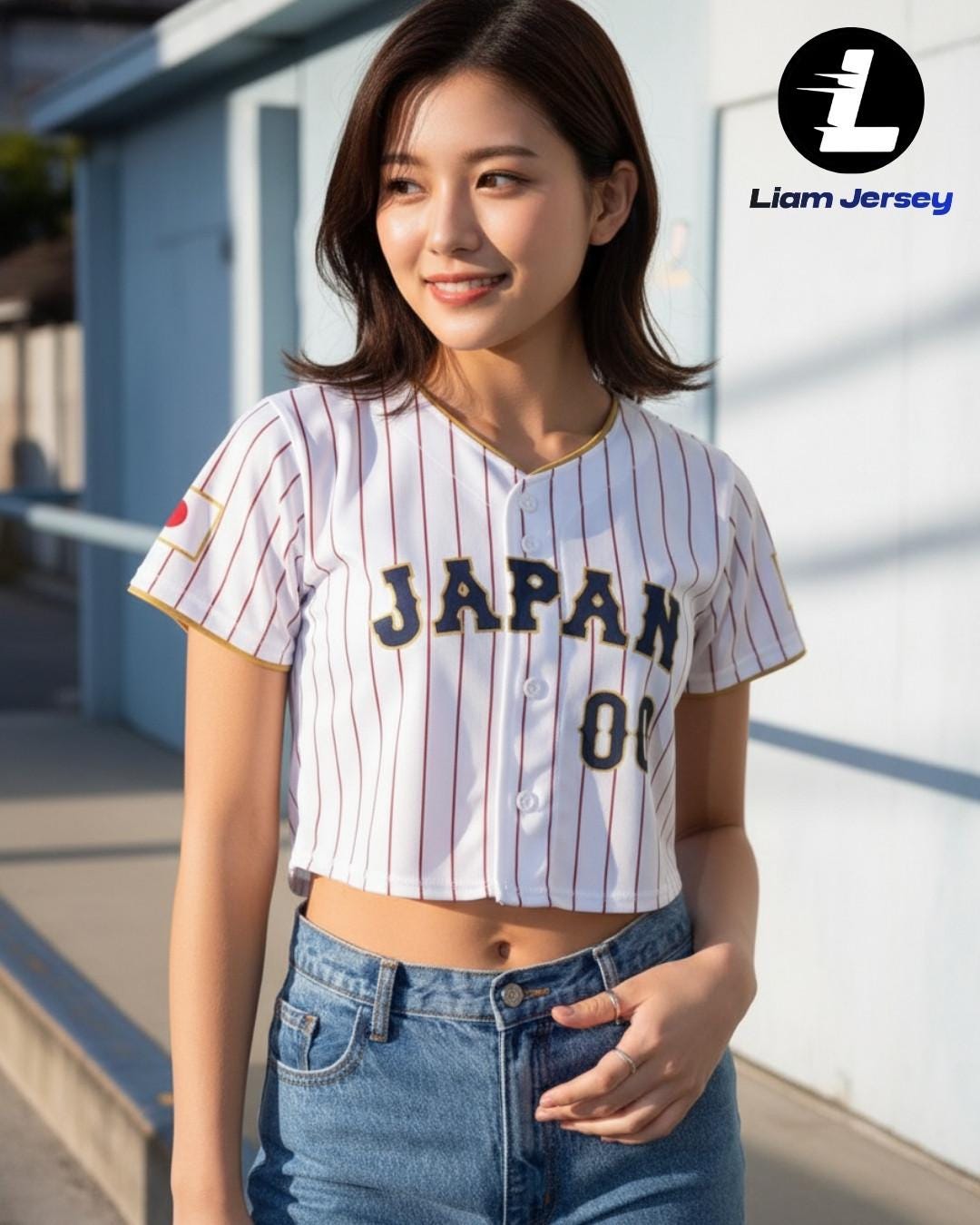 Japan Baseball Jersey Crop Top Custom Name Number, Personalized