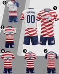 Personalized USA 2026 Soccer Jersey Set Red White Blue, Custom Name Number America Shirt, Patriotic Soccer Uniform Kit Men Women Youth Kids product logo