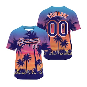 Custom Hawaiian Baseball Jersey Personalized Name Number Logo, Vibrant Tropical Beach Shirt for Men Women Youth Kids, Unique Hawaiian Gift