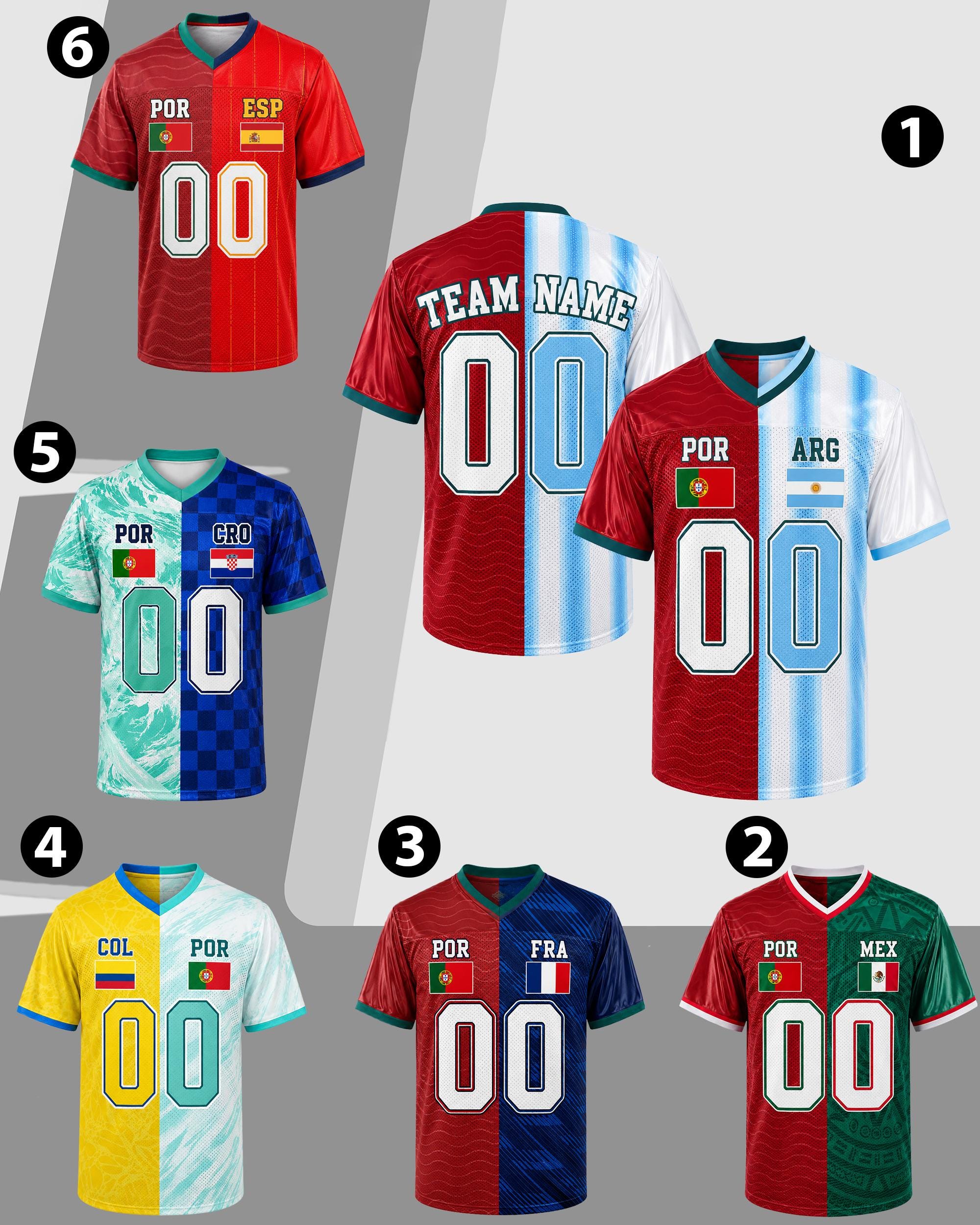 Portugal Argentina Split Football Jersey, Personalized Soccer
