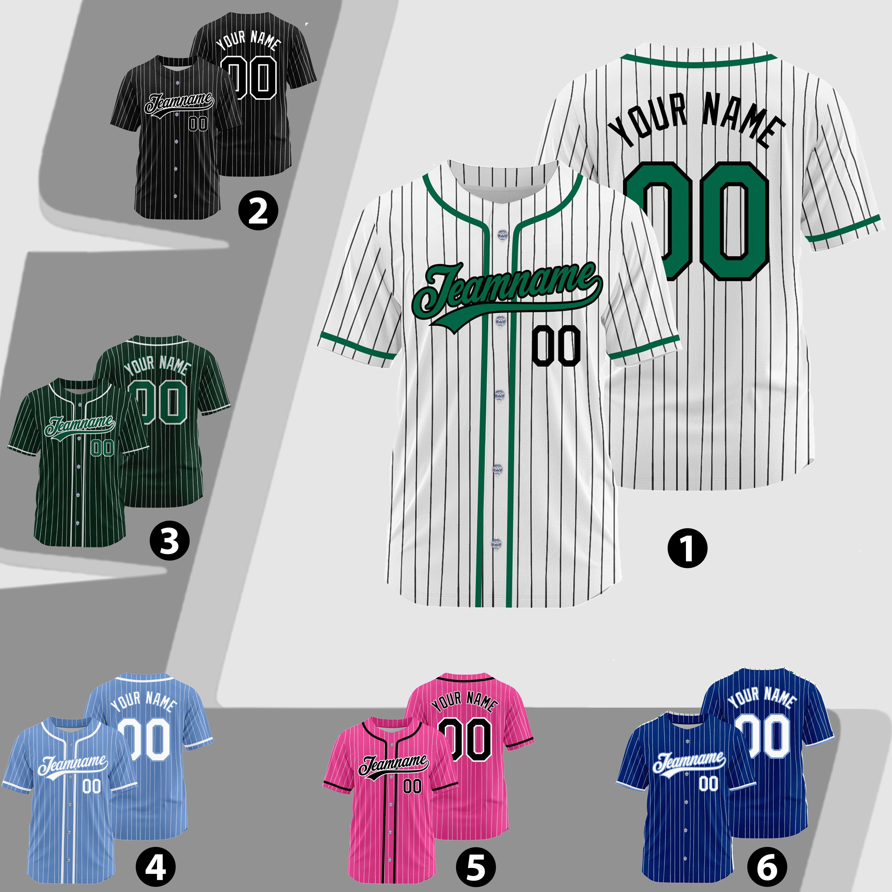 Custom White Pinstripe Baseball Jersey Men Women Youth Kid