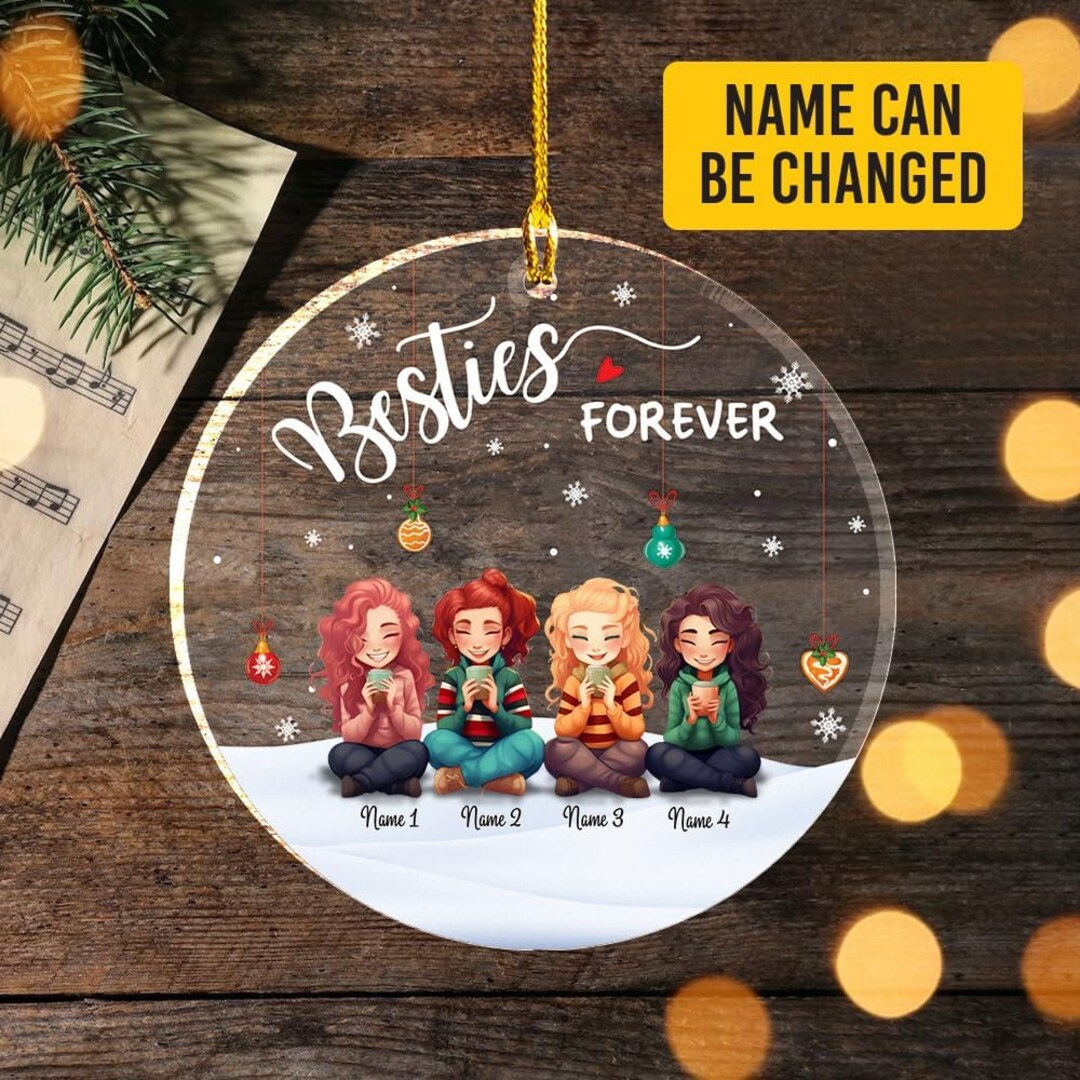 thumbnail image 2 of Personalized Bestie Forever Acrylic Ornament Custom Friend 2 of 10