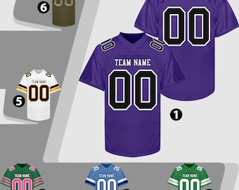 Personalized Purple Football Jersey Printed Name Number Logo, Purple Black Football Shirt Men Women Youth Kid, Practice Football Uniforms