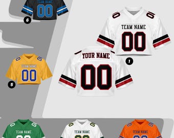 Custom Name Number Logo Cropped Red White Football Jersey for Women, Personalized Mesh Jersey Cheer Crop Top, Football Jersey for Girls