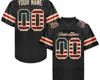 Custom Amercian Flag Football Jersey Name Number Logo, Football Shirt Men Women Youth Mesh Jersey Practice Football Uniforms