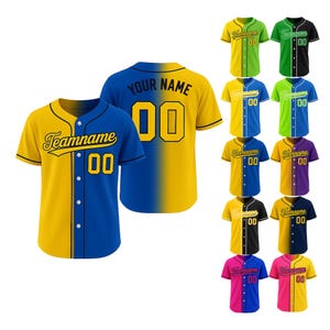 Personalized Gradient Baseball Jersey, Custom Name Team Name Number Jersey, Gift for Baseball Lover, Jersey Shirt for Men Women Kids Youth