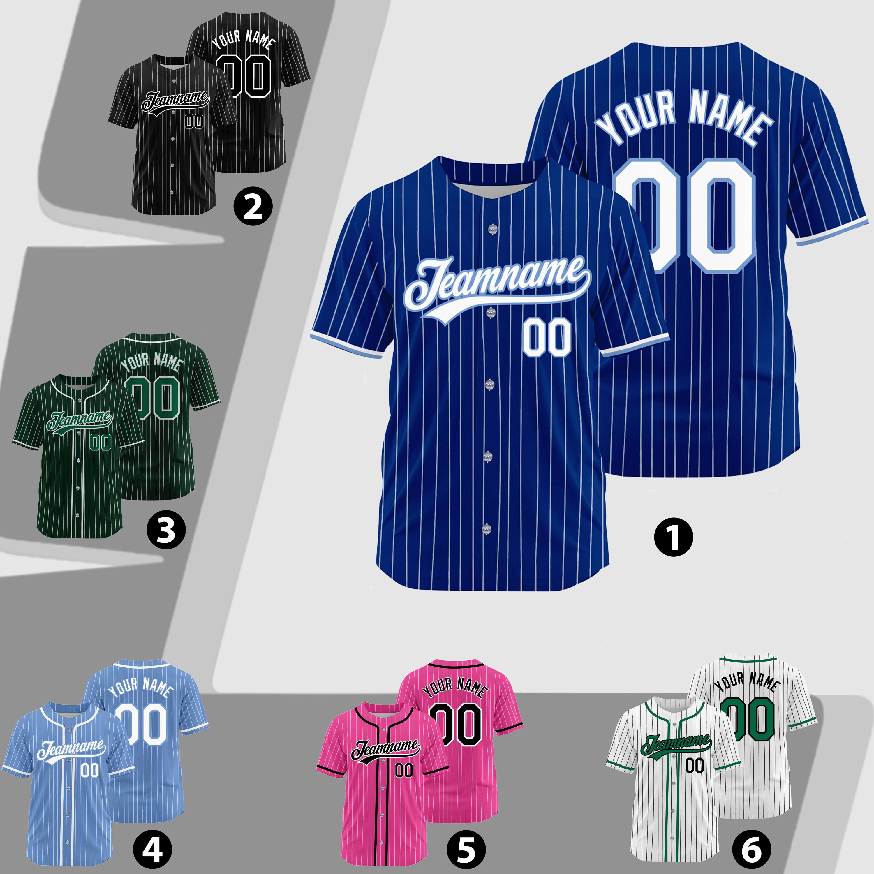 Custom Pinstripe Baseball Jersey Men Women Youth Kid, Personalized