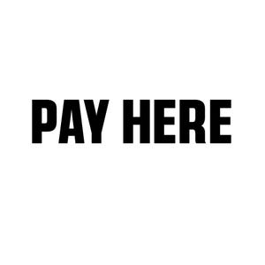 May include: Black and white sign with the text "PAY HERE" in bold, all-caps lettering.