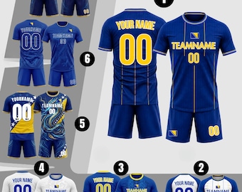 Personalized Bosnia Herzegovina 2026 Soccer Jersey Set Blue White, Custom Name Number Football Shirt, Soccer Uniform Kit Men Women Youth Kid