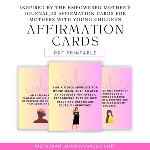 20 Affirmation cards for moms with young children with images of different types of women, instant download, printable, easy to use