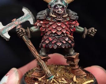 Schweinegesicht Ork Kriegsherr Grimdark Harz Miniatur - 28/32 mm Tabletop RPG & Gothic Fantasy Figur von Warp Miniatures