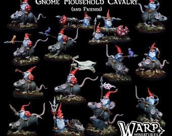 Gnomes Mousehold Cavalry Grimdark Resin Miniature – 28/32mm Tabletop RPG & Gothic Fantasy Figure by Warp Miniatures