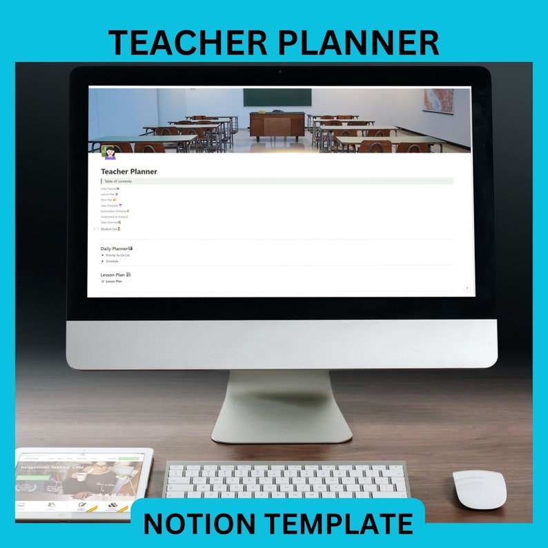 Modèle de planificateur d'enseignants Notion pour les enseignants, modèle de planificateur d'enseignants Notion, plan de leçon, planificateur numérique d'enseignants dans Notion image 1