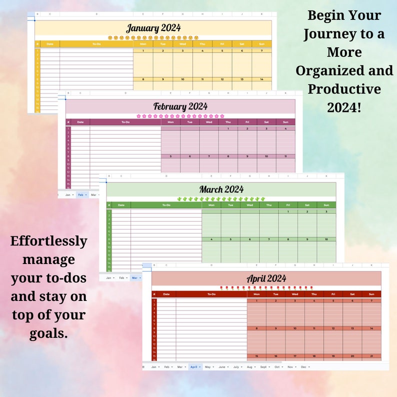Monthly Planner Google Sheet Template, 2025 Digital Calendar, 2025