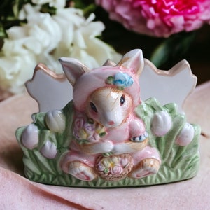 Vintage Pink Bunny Serviettenhalter - Heartfel Kitchen Creations Osterdekor