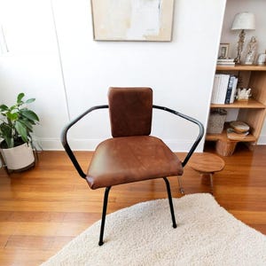 Vintage MCM Sessel – Naugahyde Leder Rückenlehne & Sitz – Mid Century Modern Accent Chair