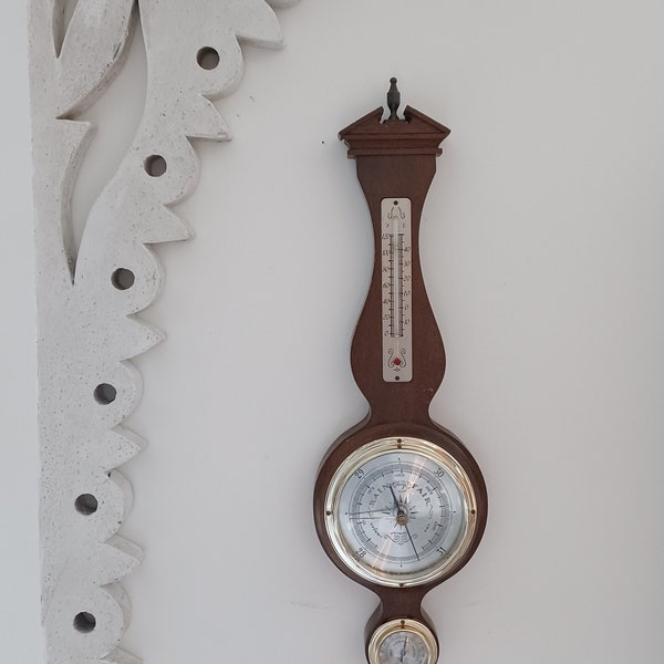 Vintage Wooden Airguide Barometer With Thermometer