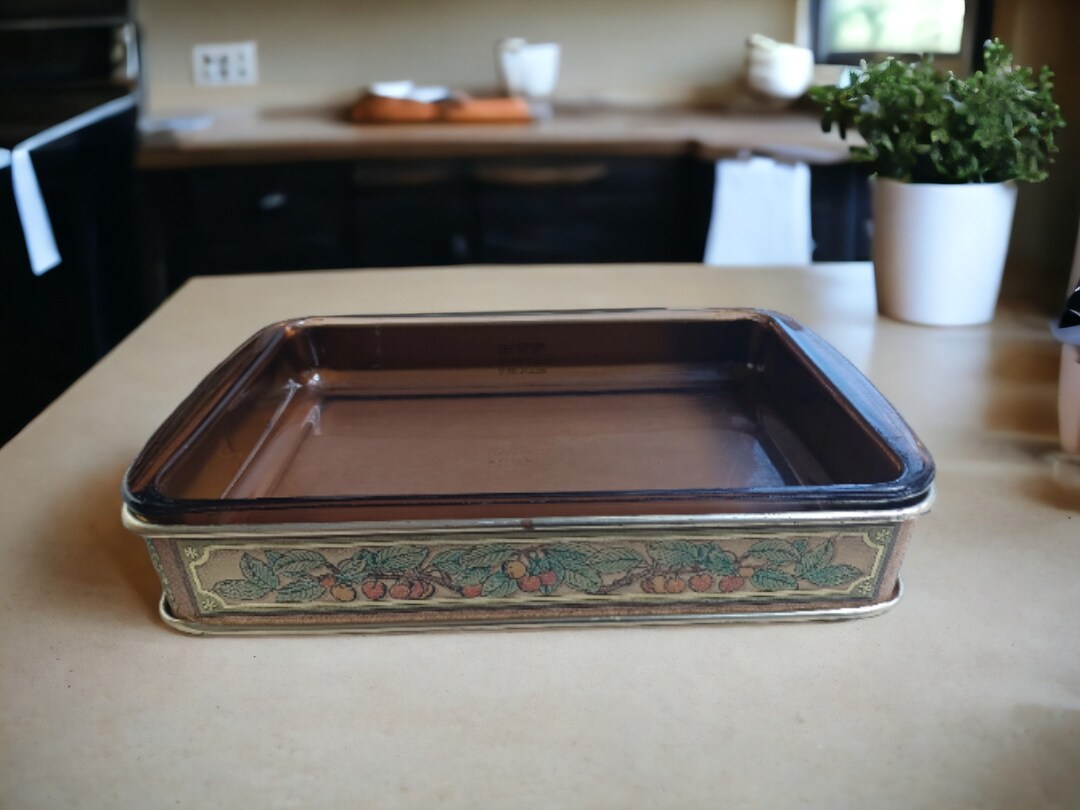 Vintage Pyrex Corning 232 MM34 Rectangular Amber Brown Smoked Glass ...