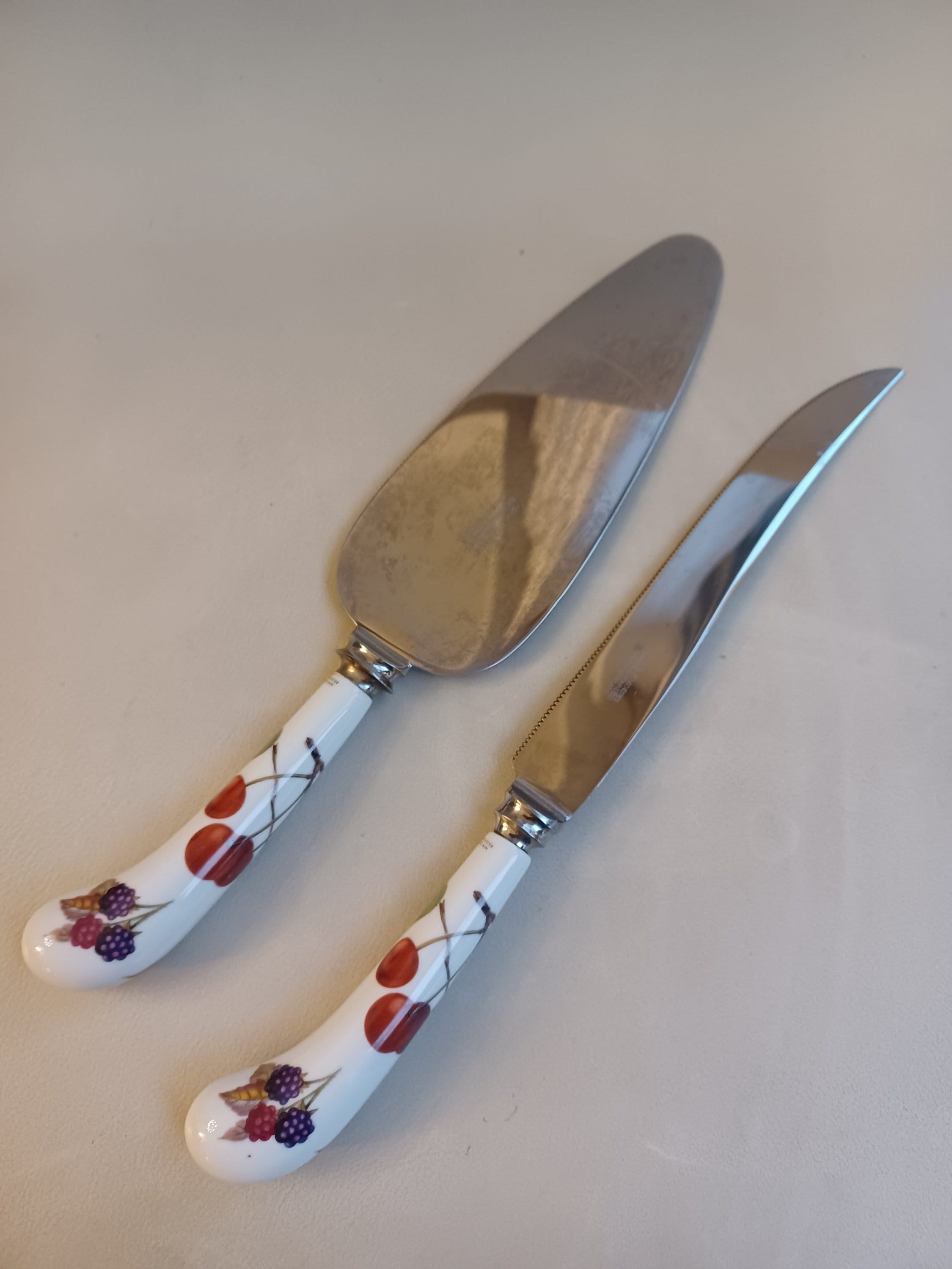 Vintage Royal Worcester Cake Knife and Cake Server 'evesham Gold