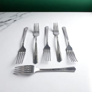 Vintage Silverplate Forks Set - Floral Design - Oneida & Rogers