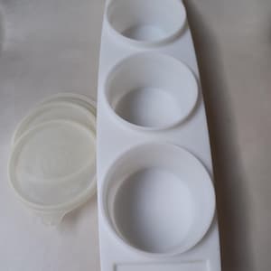 Vintage Tupperware 3 Hole Condiment Tray With Lids - #732