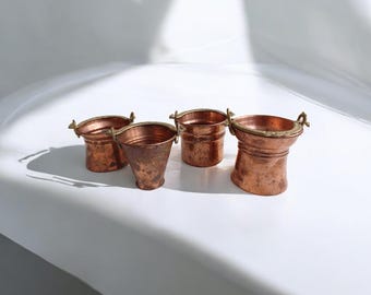 Vintage Italian Small Copper Pots With Handles Firenze Florence Four Different Shapes